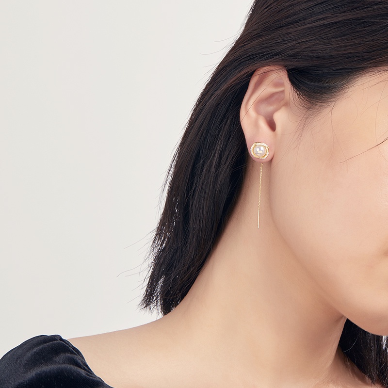 [Jiudolan] Bông Tai Dáng Dài Đính Ngọc Trai Thanh Lịch Thời Trang Cho Nữ