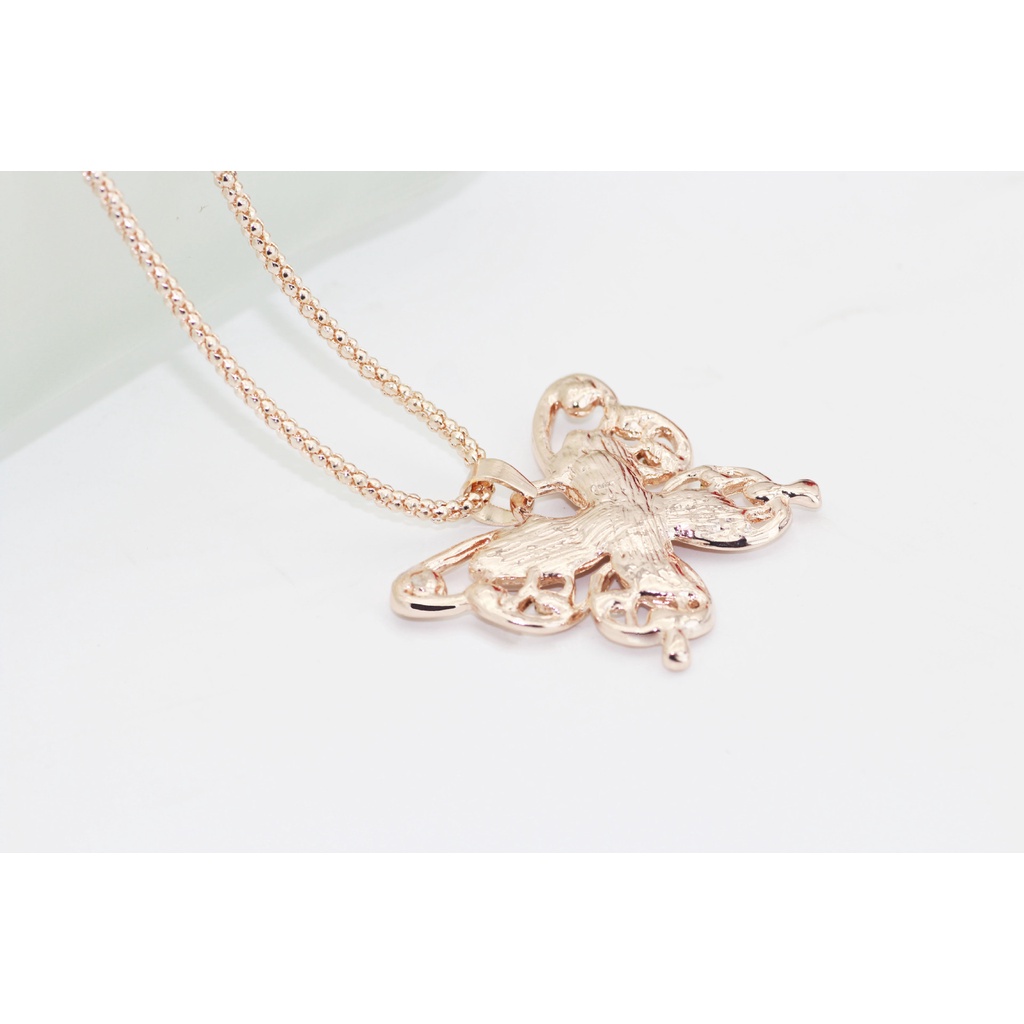 Fashion Women's Lady Pendant Necklace Women's Rose Gold Opal Butterfly Pendant Necklace Sweater Chain Jewellery Gift HBAR