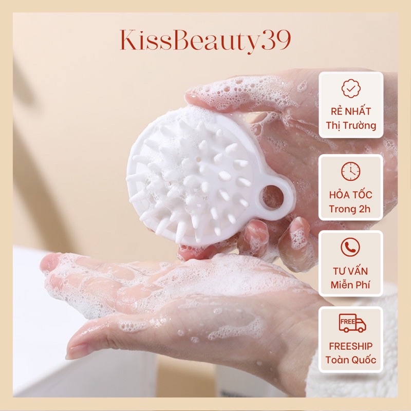 Lượt Gội Đầu Silicon Massage - Lược Chải đầu Silicone Muji Nhật giúp chống gãy rụng, gỡ rối tóc