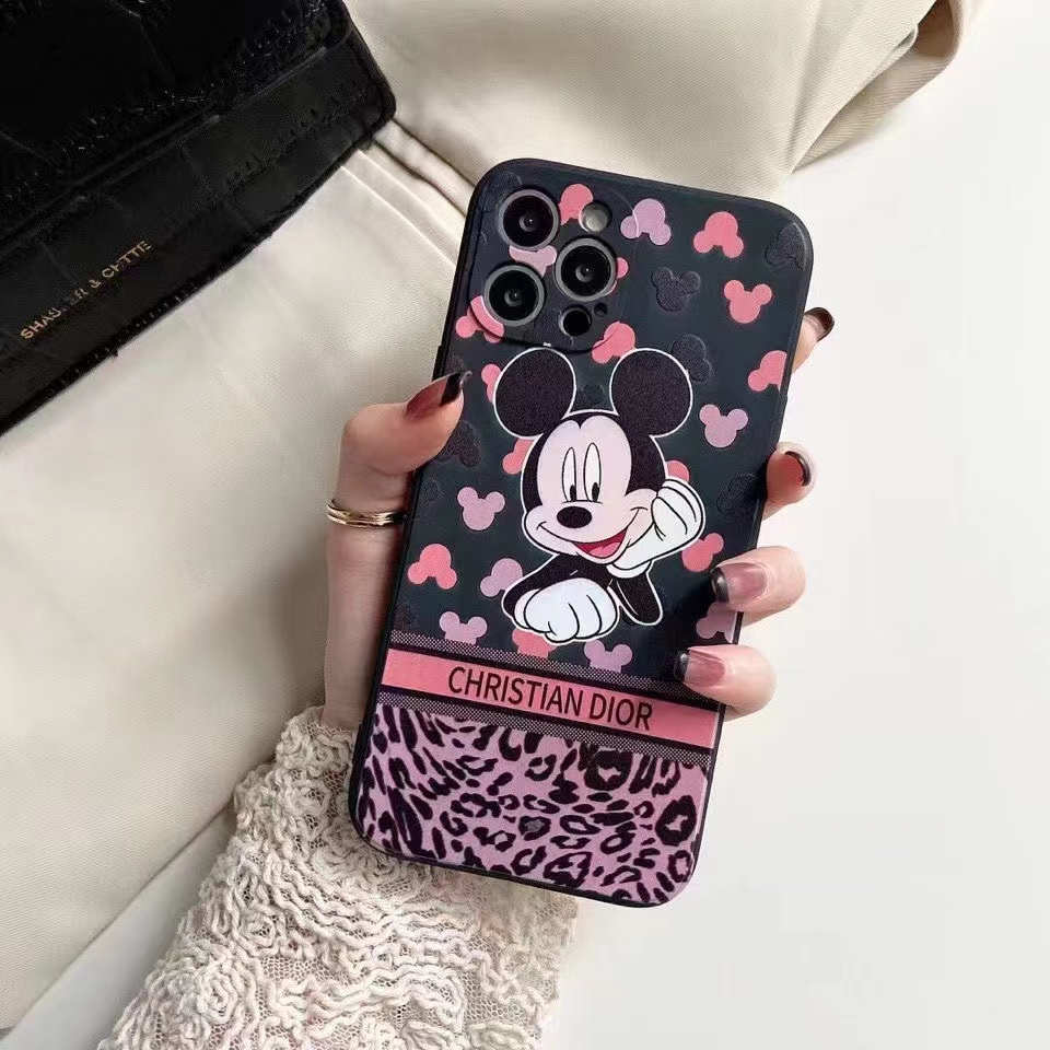 Ốp Điện Thoại silicon Dẻo Viền Vuông In Hình Mickey Sang Trọng Cho iPhone 14 13 12 11 Pro Max X Xs Xr 7 8 Plus
