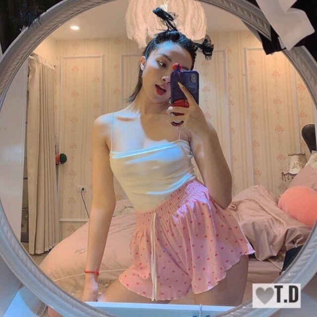 Quần đùi thun trái tim nhún viền ❤️