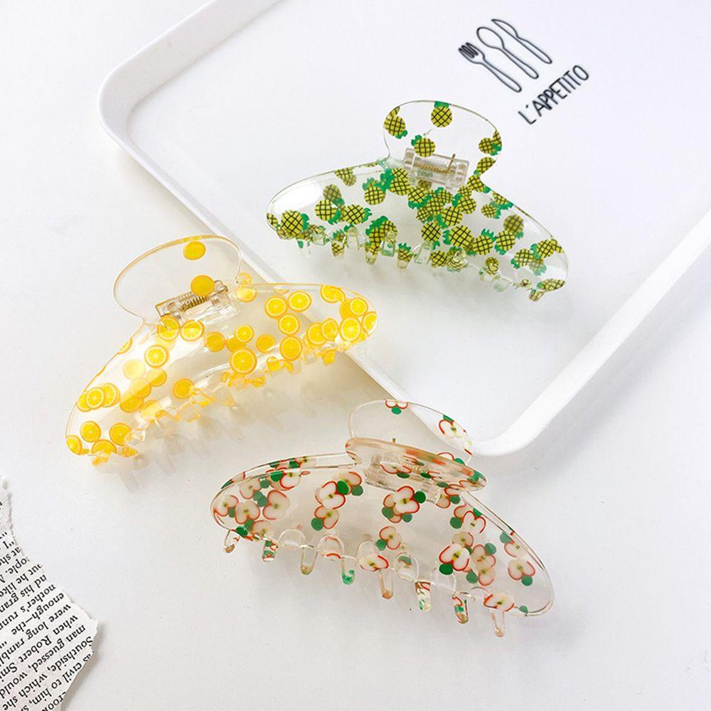 Kẹp Tóc Acrylic Trong Suốt Họa Tiết Dưa Hấu / Cam / Dâu Tây Dễ Thương Cho Nữ