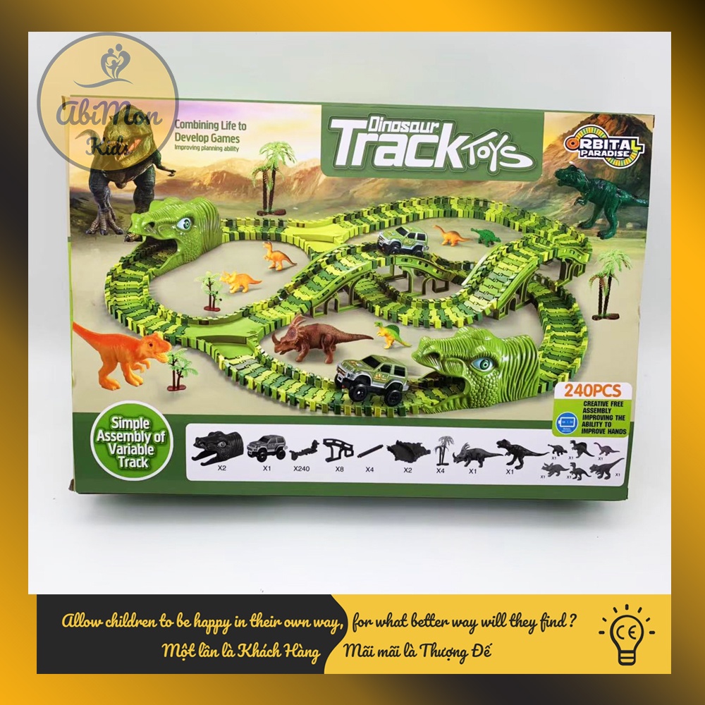 Đồ Chơi Lắp Ghép Đường Đua Khủng Long Cho Bé (240 chi tiết) ☘️ Montessori ✨ Đồ chơi Giáo Dục - An toàn - Thông minh