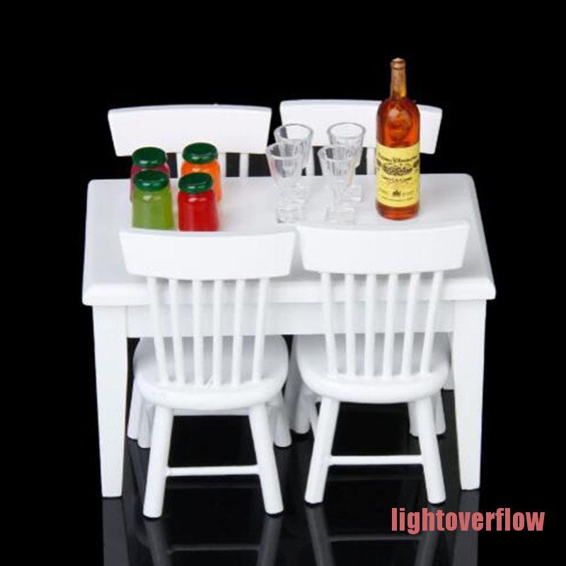 Bộ Bàn Ghế Mini Màu Trắng Trang Trí Nhà Búp Bê Tỉ Lệ 1: 12