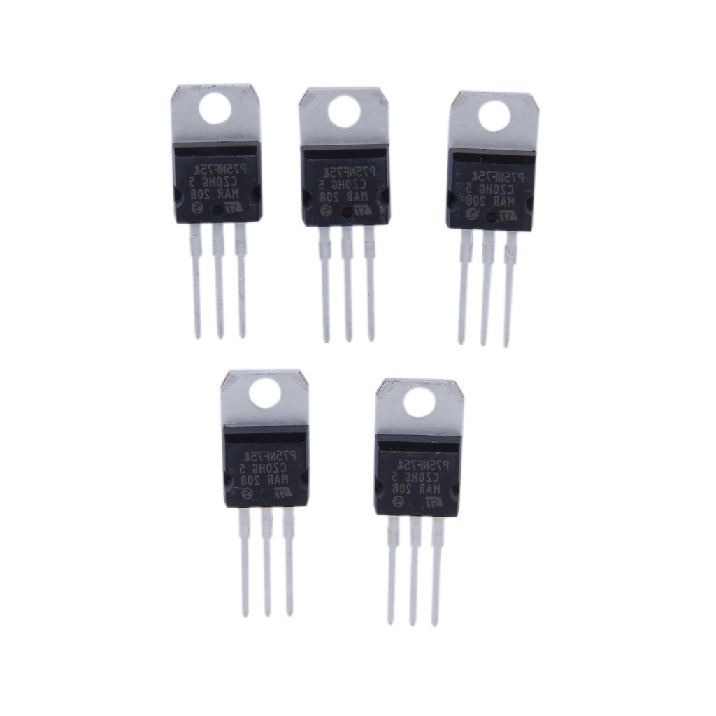 Set 5 con chip nguồn kênh N MOSFET P75NF75 80A 75V TO-220