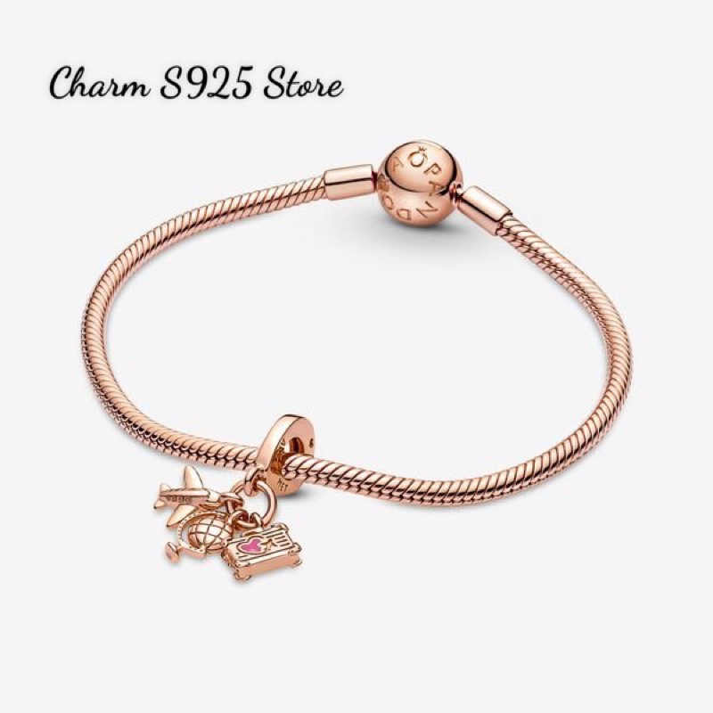 CHARM PAN ALE VÀNG HỒNG TRAVEL BẠC S925 HÀNG CAO CẤP