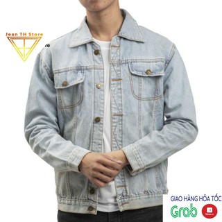 Áo khoác jean unisex nam nữ xanh TH Store form rộng cá tính áo khoác bò ulzzang