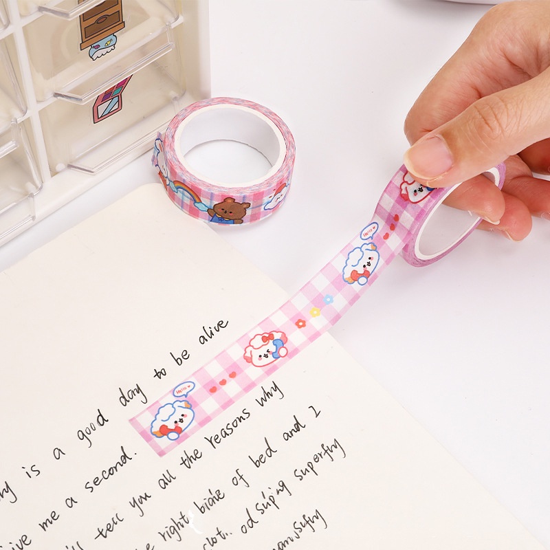 Cuộn Washi Tape băng dính dán trang trí DIY với nhiều hình cute dễ thương (dài 5m)