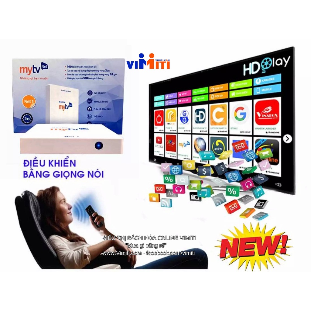 Tivi box và đầu thu kĩ thuật số Vinago My TV Net cấu hình ram 4gb, android 9.0 Rom 32gb, độ phân giải cao