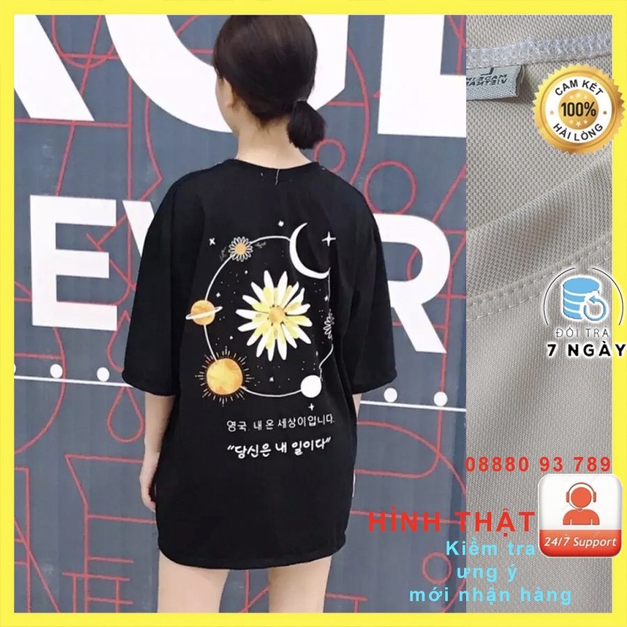 Áo Thun Nam form rộng Unisex ✅ VIDEO ẢNH THẬT HOA CÚC HÀNH TINH ✨ Áo Thun Nữ Form Rộng tay lỡ | U&I Unisex Fashion