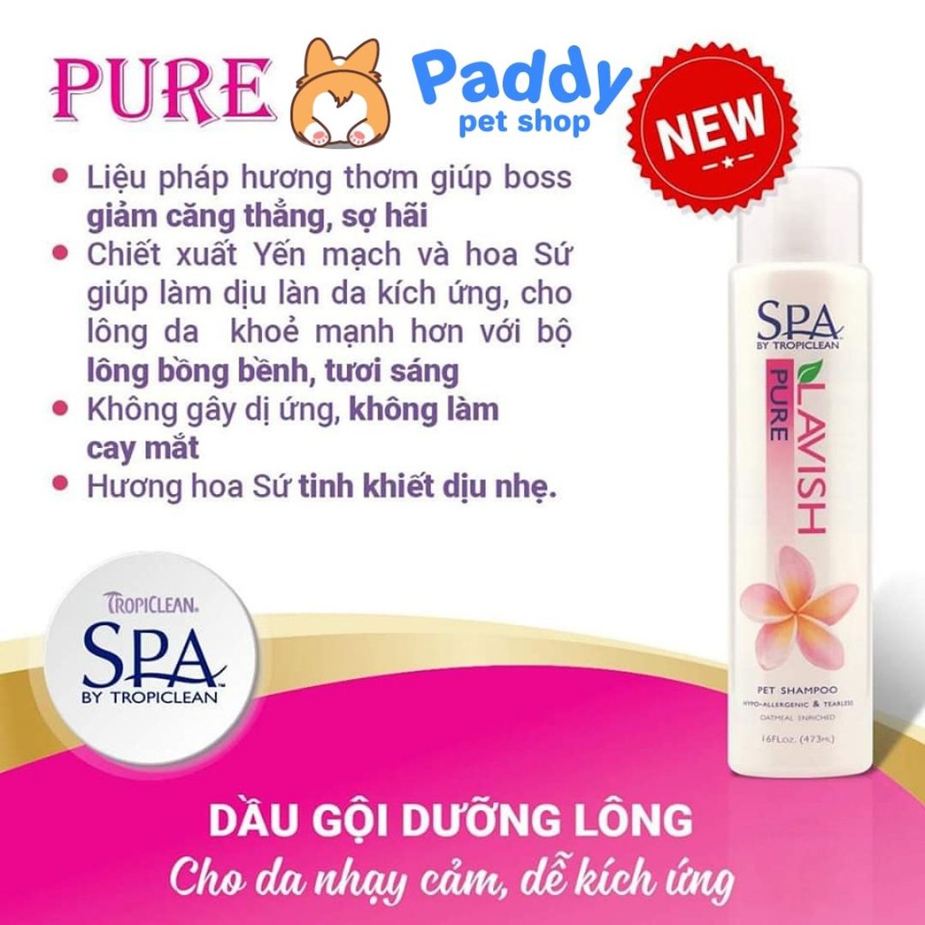 Sữa Tắm Dưỡng Lông Chó Mèo Tropiclean Spa Lavish