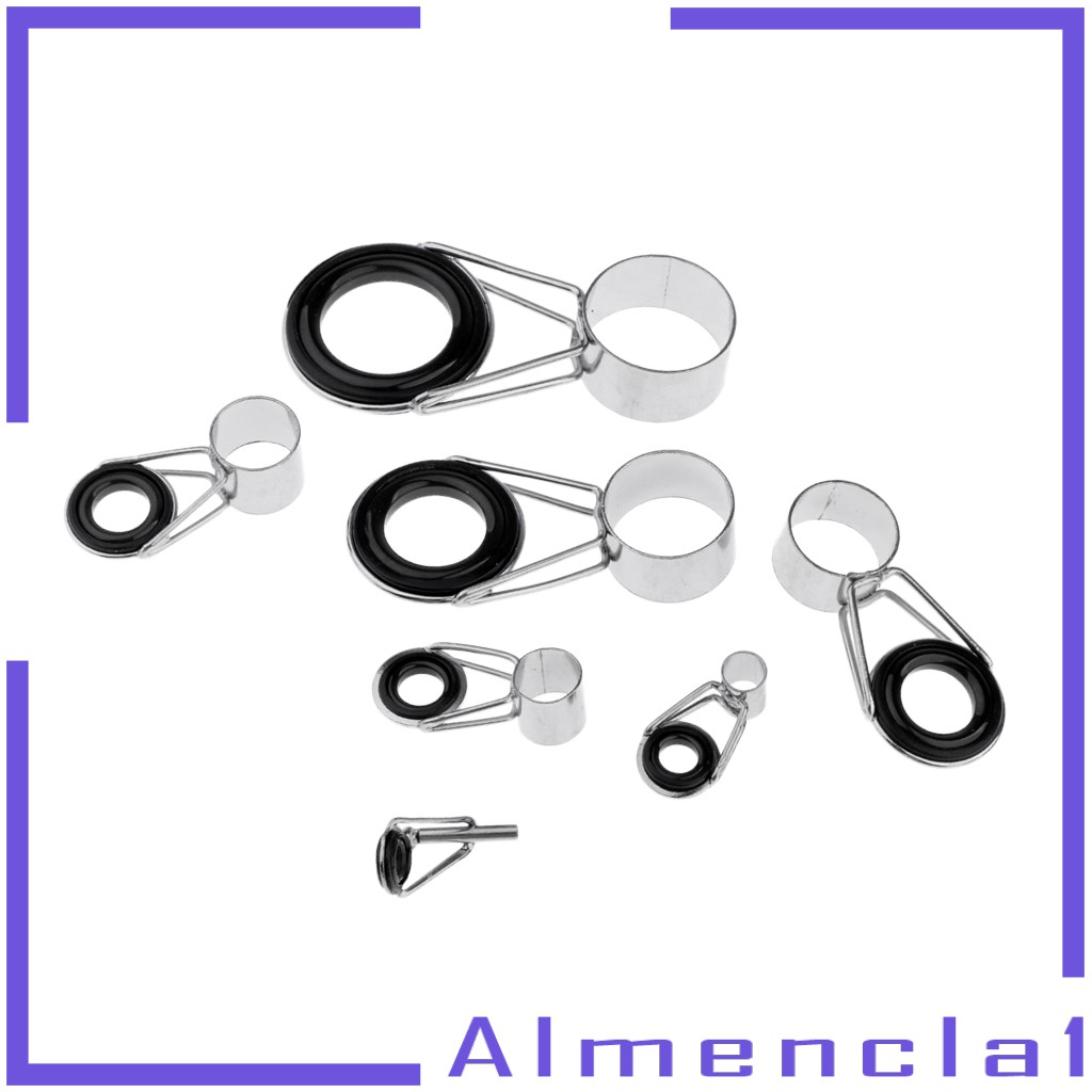 Bộ 7 vòng khoen dẫn dây câu cá bằng thép không gỉ