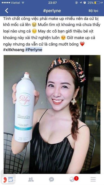 Xịt khoáng cấp nước dưỡng ẩm Perlyne Natural Mineral Water Spray 400ml💦