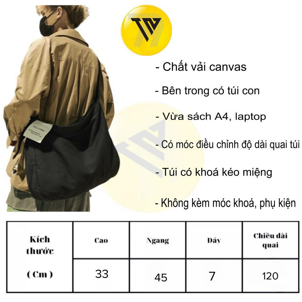 Túi tote đeo chéo vải canvas SiLYME khóa kéo miệng túi phong cách ulzzang unisex đựng sách a4  đi học ,đi chơi , đi làm