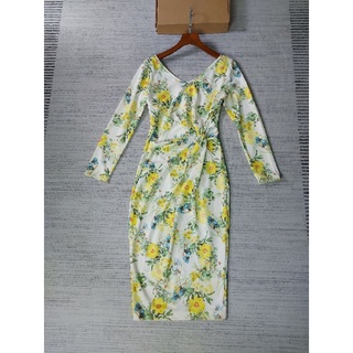 Đầm Họa Tiết Xoắn Eo Size M
