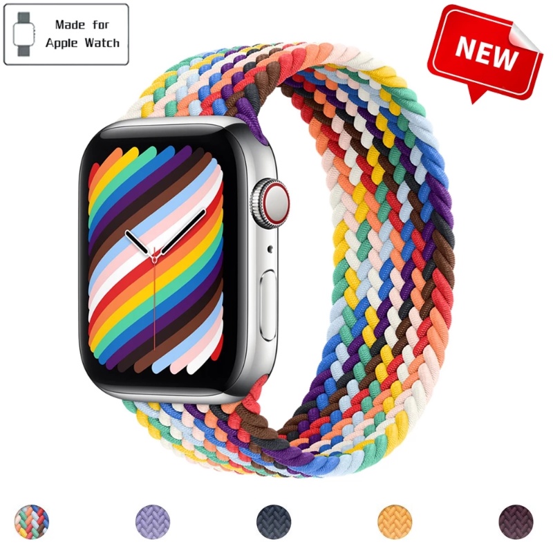 Dây Nylon Bện 44mm 40mm 38mm 42mm 44 mm Cho iWatch serie 3 4 5 SE 6 7 45mm 41mm