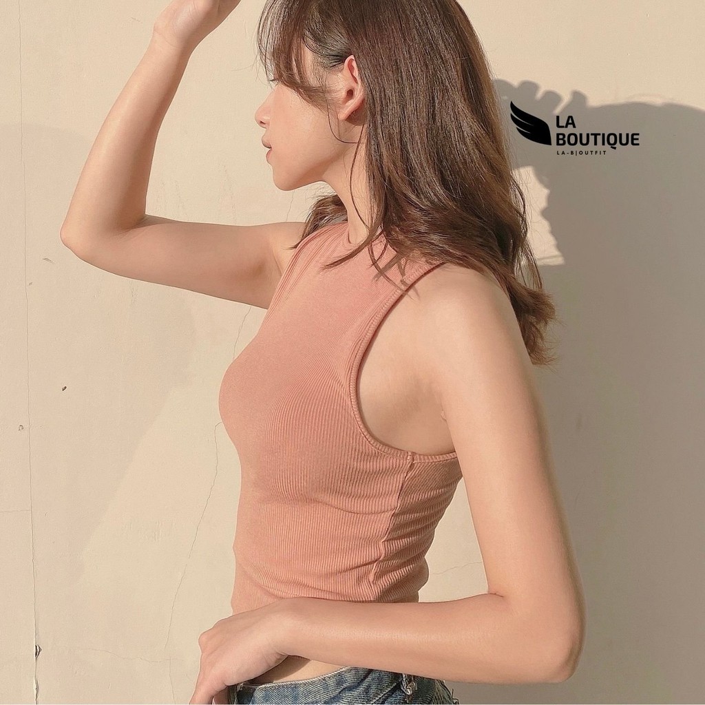 Áo croptop 3 lỗ nữ sát nách La Boutique thun gân