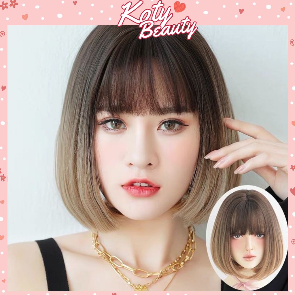 Tóc giả nguyên đầu ❤️KOTY BEAUTY❤️ tóc giả nữ cả đầu vic thẳng nhuộm TG30