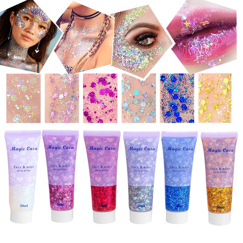 Gel Sequin Lấp Lánh Trang Điểm Mắt / Môi / Cơ Thể Dung Tích 50ML