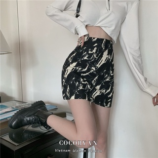  【Cocory】Chân Váy Chữ A Lưng Cao Phối Màu Nhuộm Độc Đáo Phong Cách Retro Hàn Quốc