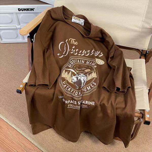 Áo thun FASHMILY 100% cotton dáng rộng tay ngắn cổ tròn in hình gấu bắc cực thời trang mùa hè cho nữ size M-4XL