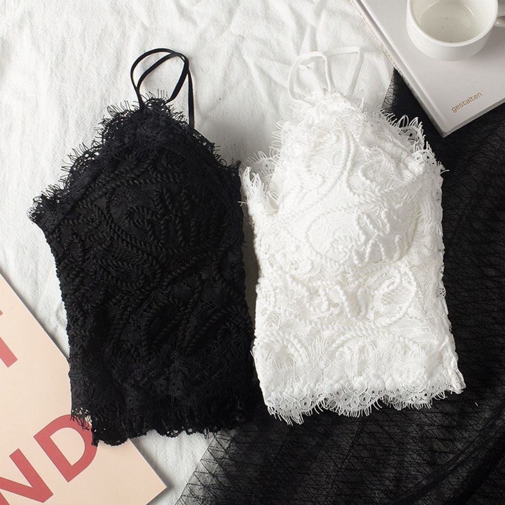 Áo bra nữ ren dài đẹp 2 dây, áo lót nữ không gọng phong cách crop top quyến rủ JOCOSI   B379