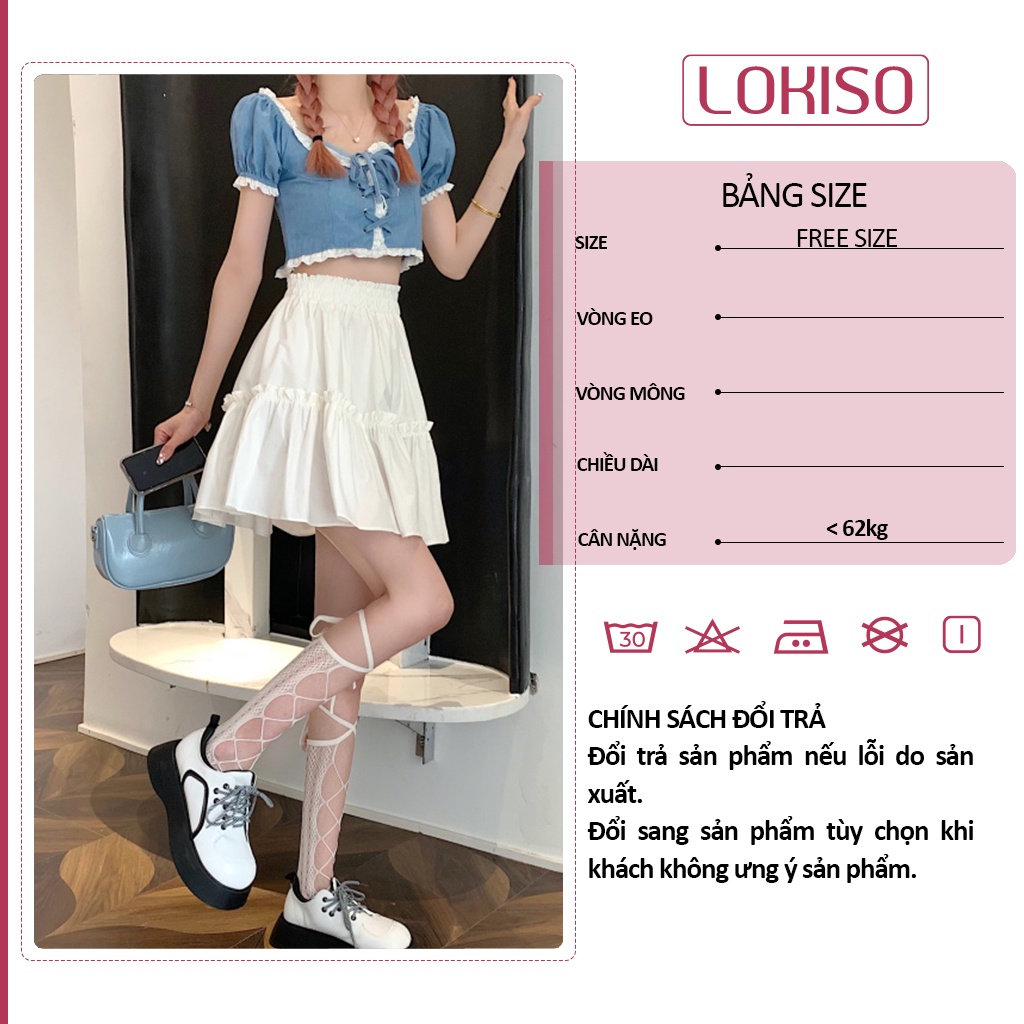 Chân váy ngắn xếp ly 2 tầng xoè lưng cao công sở nữ LOKISO CV17