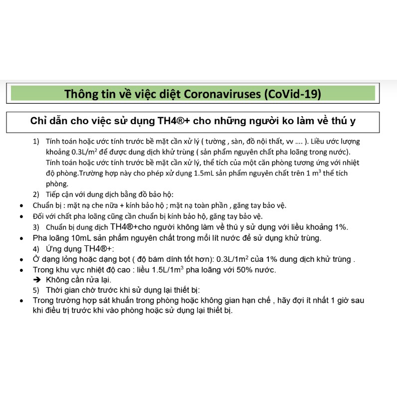 TH4 1000ml. Sát trùng chuồng trại Diệt Khuẩn, Diệt Nấm, Diệt Virus