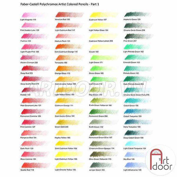 [ARTDOOR] Bộ bút chì màu Khô FABER CASTELL Polychromos 12 MÀU (hộp thiếc)