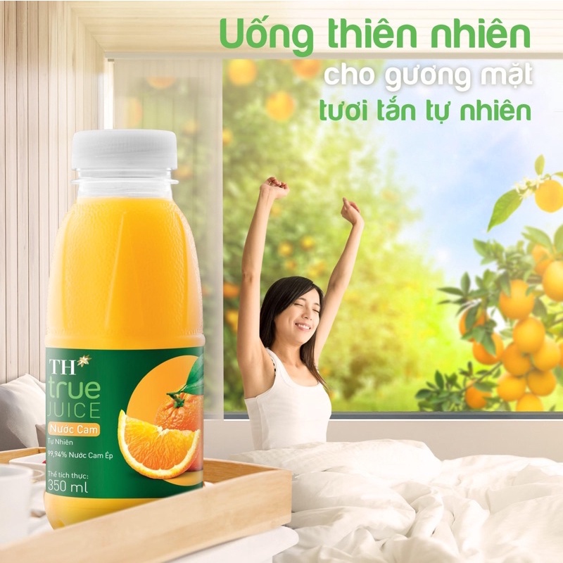 LỐC 6 CHAI NƯỚC CAM TỰ NHIÊN (99,94% NƯỚC CAM ÉP) – TH TRUE JUICE  350ml