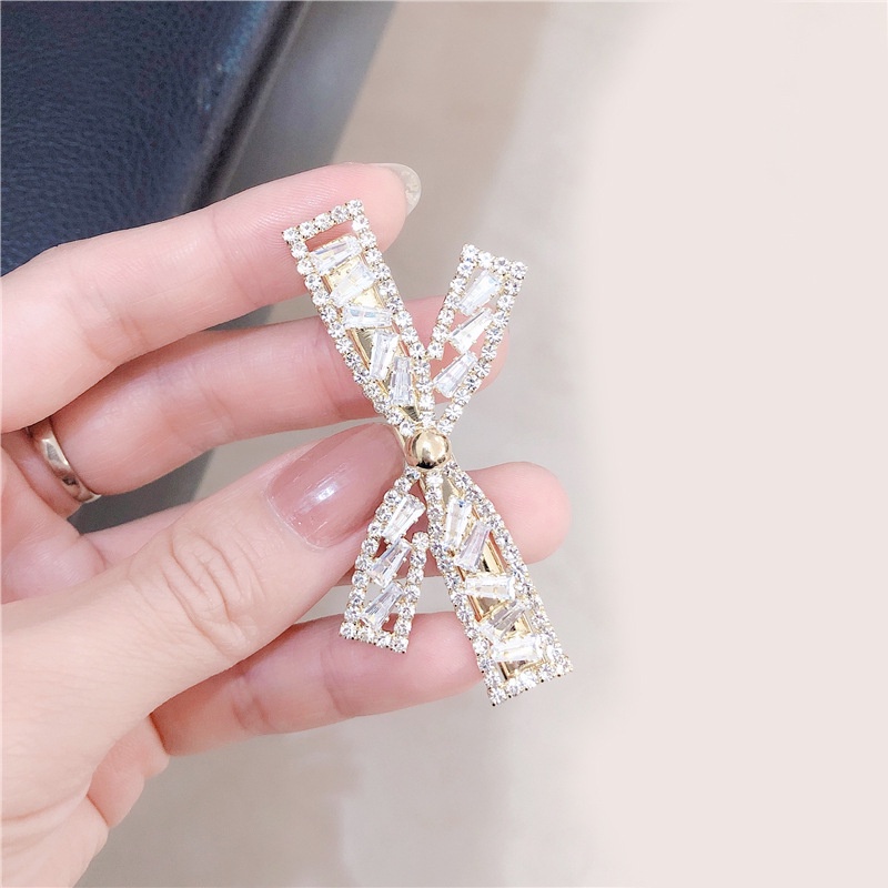 Kẹp tóc hình nơ đính đá giả phong cách Hàn Quốc đơn giản