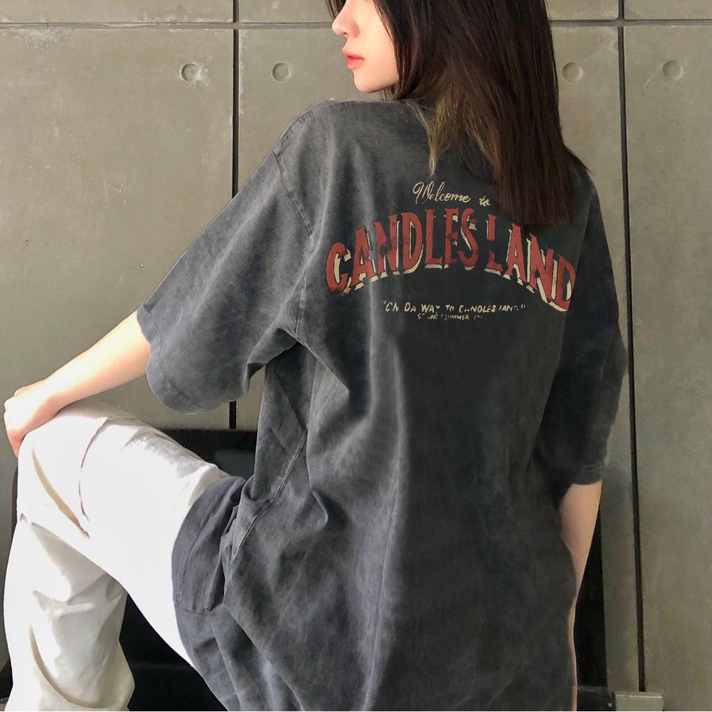 Áo thun tay lỡ CDL CANDLES phông Unisex nam nữ Cotton oversize form rộng LUNACY TB020 | BigBuy360 - bigbuy360.vn