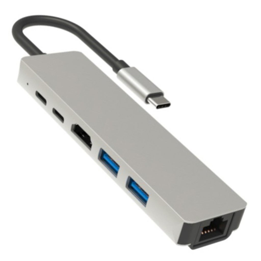 Hub USB C 6in1 ra HDMI, Ethernet RJ45 1000Mbps - hỗ trợ Thunderbolt 3 cho Macbook