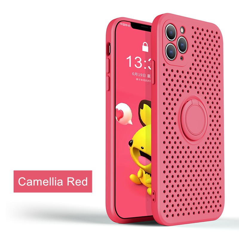 Ốp điện thoại vuông tản nhiệt có giá đỡ cho iPhone 12 1Pro Max XR XS Max X 8 7 Plus SE2020