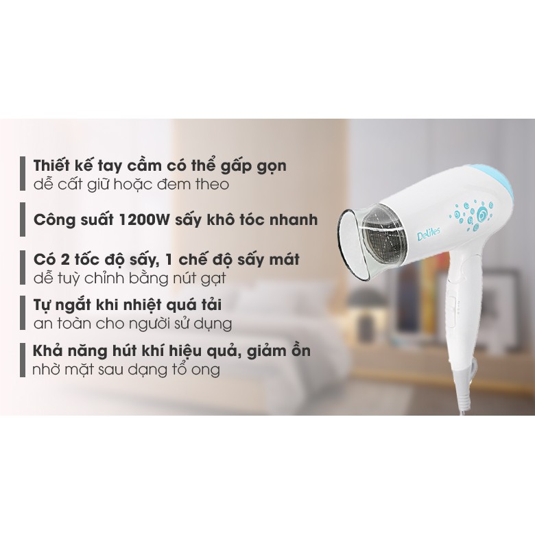 Máy sấy tóc Delites PH3812 1200W có sấy mát
