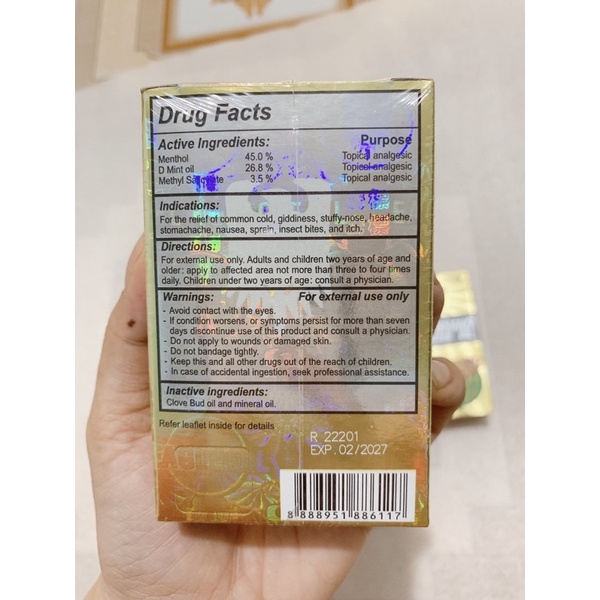 (cam kết chính hãng 100%) dầu Vàng Mỹ 24ml