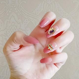 Set 24 Móng Tay Giả Đính Đá 3d Lấp Lánh