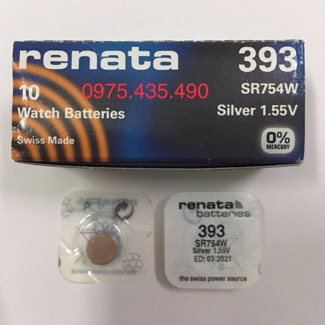 Pin SR754W 393 Renata 1.55V Chính Hãng Vỉ 1 Viên