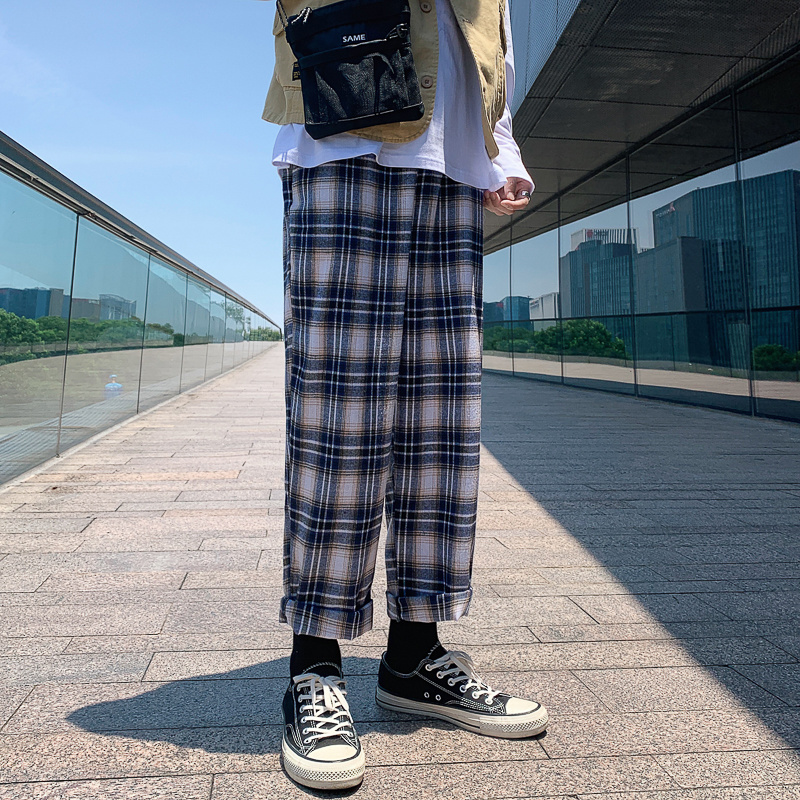 Fashion street style plaid pants for men