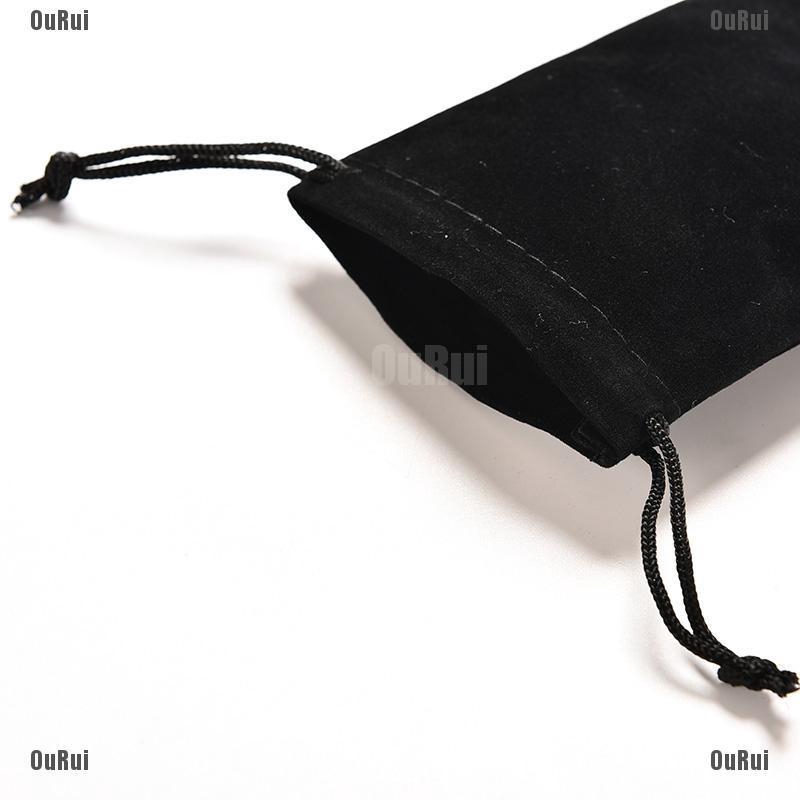 (FCC) Bông Tai Dây Xích Và Túi Nhung Đen Có Vòng Khuyên