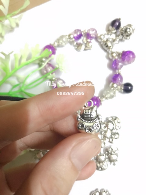 Charm mèo thần tài, nguyên liệu làm trang sức, vòng tay, đồ thủ công handmade