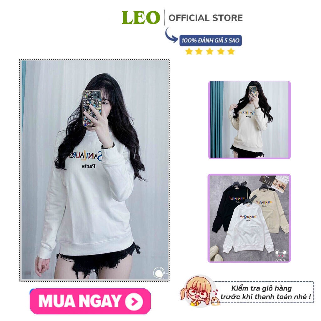 Áo nỉ thêu chữ YvessaintLaurent Paris form rộng cao cấp nhiều màu