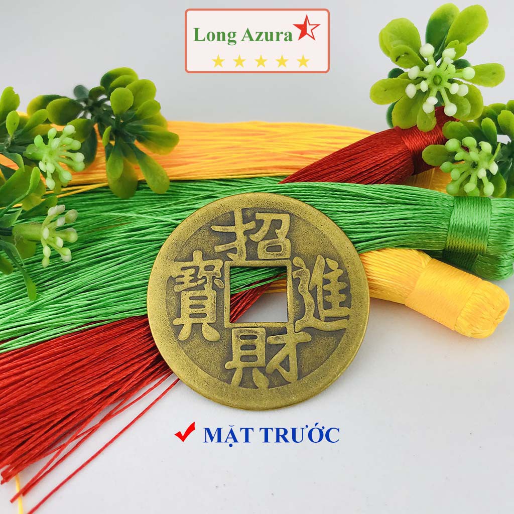 Đồng xu phong thủy, chiêu tài tiến bảo, đồng thâu, 4.2cm, đồng tiền xu, đồng xu cổ, tài lộc, may mắn