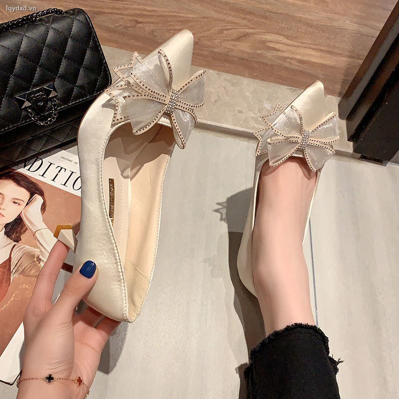Giày cao gót mũi nhọn đính đá thời trang mùa hè 2021 cho nữ