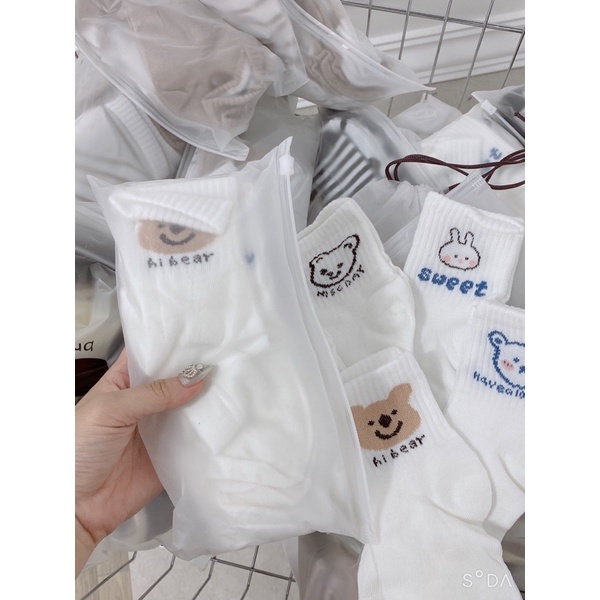 Tất nữ cổ combo 5 đôi cao con vật dễ thương vải cotton phong cách hàn quốc