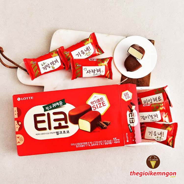 Kem viên socola sữa Lotte Tico Milk Choco Hàn Quốc 510ML