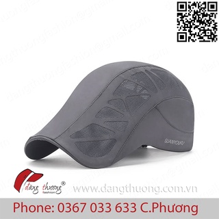 Mũ nón beret vải dù phối lưới nam mùa hè thoáng khí màu xán