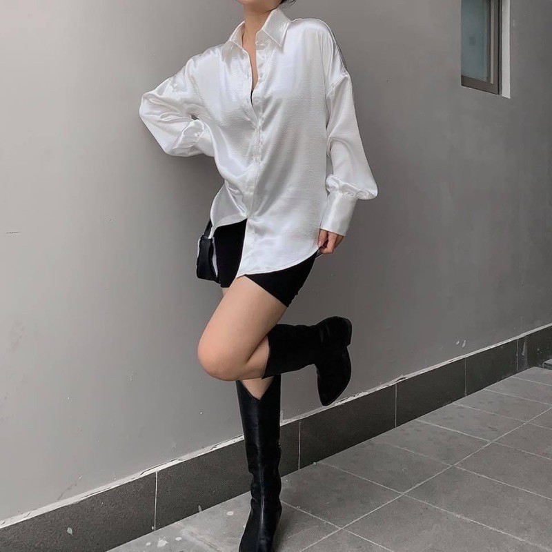 Áo sơ mi nữ SATHY chất liệu satin cao cấp