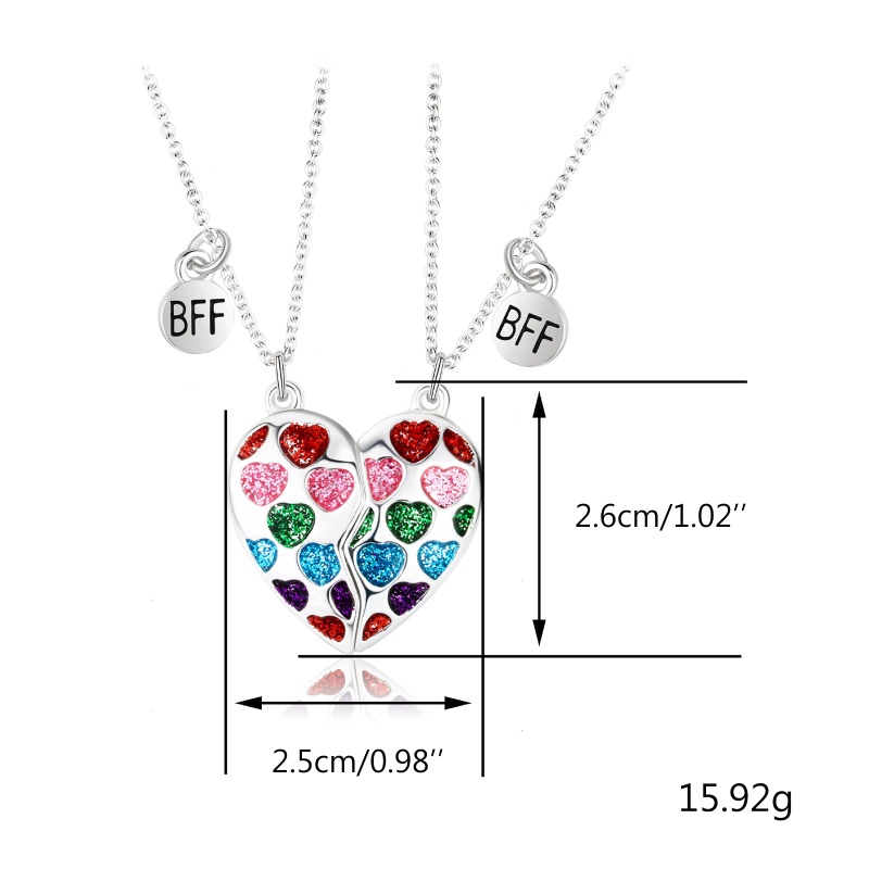 1 Cặp Vòng cổ Tình Bạn Mặt Hình Trái Tim Có Nam Châm Thích Hợp Làm Quà Valentine