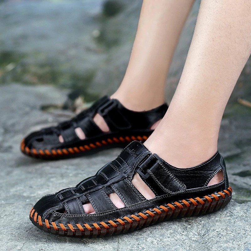 Giày sandal làm từ da thật thoáng khí thời trang nam năng động
